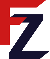 Imagotipo de Francisca Zarzuelo Gómez, formado por una F en rojo y una Z en azul
